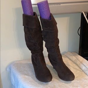 Brown Suede Heeled Boots